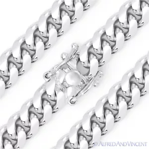 Bracciale 9,7 mm Miami Cuban Curb Link Italia .925 argento sterling con catena rodiata - Foto 1 di 2