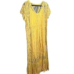 Torrid Yellow Maxi Lace Button-Front Dress Size 1X - Picture 1 of 15