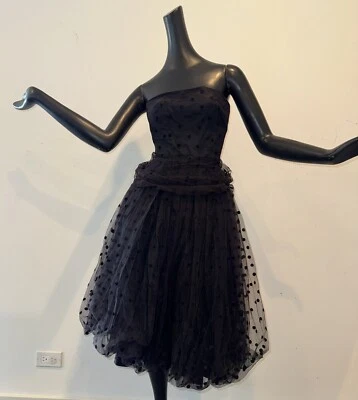 Vestido de fiesta negro a lunares tela crinolina swing danza rockabilly XS S 50 de colección Foto 1 de 4