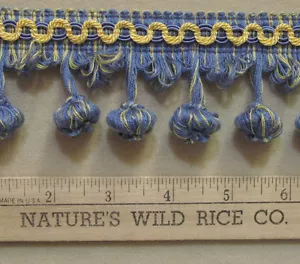 Artesanía de costura elegante con adornos de bola de cebolla oro azul y amarillo de 70" de largo - Imagen 1 de 2
