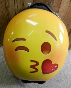 HEYS E-MOTION KISS emoji KID'S Suitcase Hardshell CARRY ON Luggage Yellow Travel - Picture 1 of 14