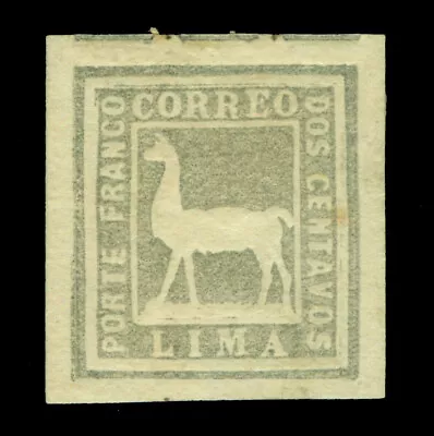 PERU 1873  Llama  2c gray blue  Scott # 20  mint MH VF - Image 1 of 2