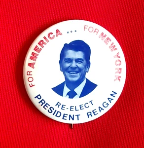President Reagan re-election campaign button from the 1984 New York campaign - Picture 1 of 2