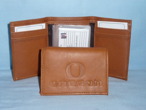 OREGON DUCKS    Leather TriFold Wallet    NEW    brown  2 Cover