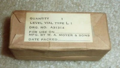 W. A. Moyer & Sons Vintage Level Vial Type L 1 A31314 Bubble Level without box - Image 1 of 2