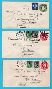 USA 3 uprated postal envelopes 1923 NY, Baltimore, Raleigh to Netherlands - Picture 1 of 2