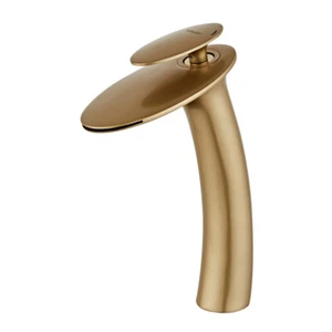 Grifos mezcladores de lavabo de un orificio/mango dorados cepillados de 10" - Imagen 1 de 5