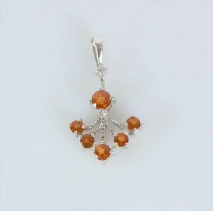 14k White Gold Natural Orange Sapphire .75tcw Pendant