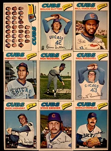 ¡JUEGO DE EQUIPO DE 24 CARTAS CHICAGO CUBS 1977 TOPPS CON NOVATO BRUCE SUTTER! - Imagen 1 de 3