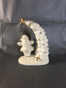 Papá Noel oscilante de cerámica de árbol de Navidad doblado con nieve blanca y estrella dorada - Imagen 1 de 6