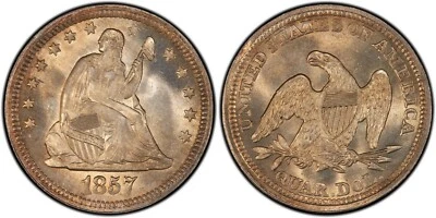 1857 Seated Liberty Quarter - PCGS MS66 CAC - Image 1 of 4