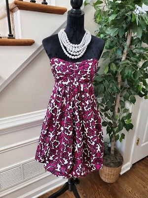 Moda International Women Red Cotton Strapless Knee Length Dress Size 12 - Image 1 of 4