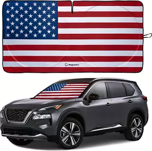 American Flag Windshield Sun Shade, High-Resolution Car Shield with Mirror Cut-O - Picture 1 of 7