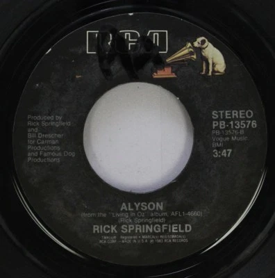 Pop 45 Rick Springfield - Alyson / Human Touch Sur Rca - Photo 1/2