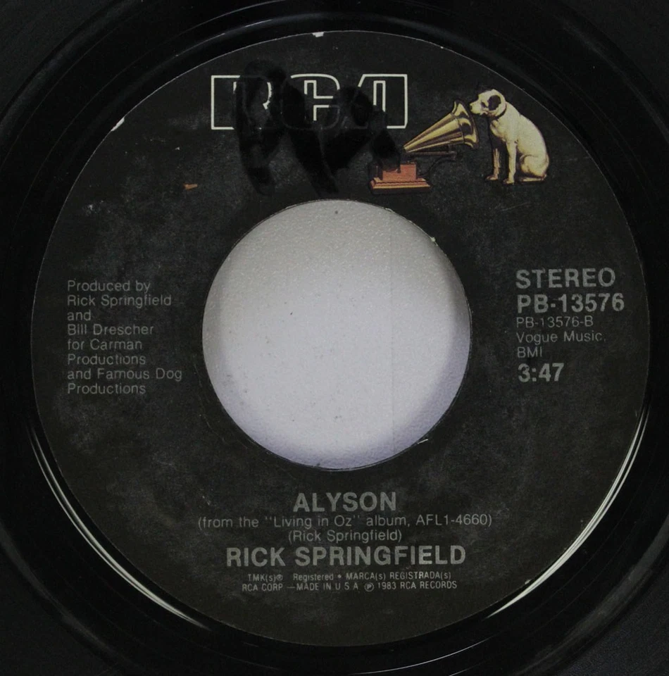 Pop 45 Rick Springfield - Alyson / Human Touch Sur Rca - Photo 1/2