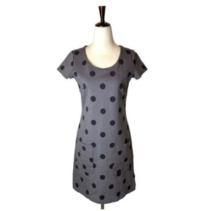 Boden Dress Women 4 Gray Black Polka Dot Short Sleeve Mini A Line Shift Preppy - Picture 1 of 9