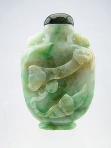 Genuine Natural Green White Jade Snuff Bottle #G142 - Picture 1 of 10