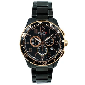 Buler Sea Quest Chronograph Black Stainless Steel Bracelet 37141 - Picture 1 of 5