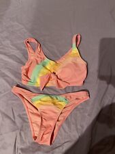 pink bikini bows rainbow swimsuit nwot m