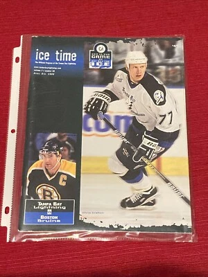 1999 Tampa Bay Lightning vs. Boston Bruins Game Program "Ice Time" + Lineup Card - Image 1 of 4