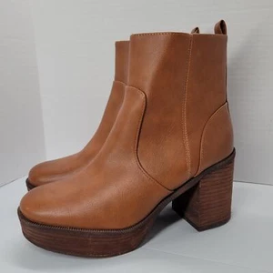 Festival House Of Harlow 1960 plataforma grueso bloque tacón botas talla 9.5 coñac - Imagen 1 de 11