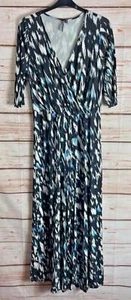 JUMPSUIT SIZE 12 V NECK SHORT SLEEVE 31" WIDE LEG BLUE BLACK CAPSULE WOMENS 5942 - Picture 1 of 10