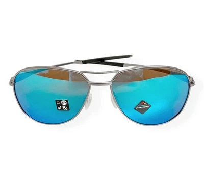 Oakley Contrail Sunglasses OO4147-1357 Satin Chrome Prizm Sapphire Blue w/Pouch - Image 1 of 4