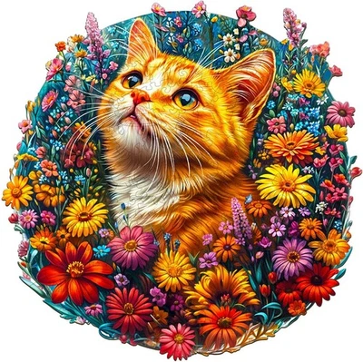 Rompecabezas de Madera para Adultos Gato Naranja Rompecabezas Único Forma Animal Corte Madera* Foto 1 de 4
