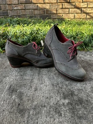 Zapatos Oxford Jambu Gamuza Cuero Punta de Ala Para Mujer 9.5 Gris Grueso Suelas de Cuña Y2K Foto 1 de 4