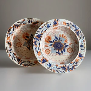 2 Antique Early Spode Pearlware Imari Soup Bowls, C 1800 - Picture 1 of 9