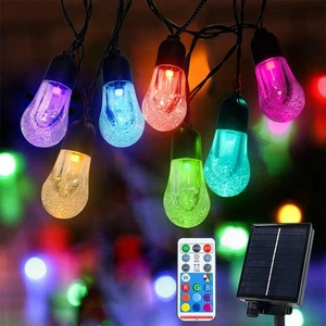 Cadena de luces solares impermeables 16 pies/20 LED - Bombillas G40, regulables, con temporizador,... - Imagen 1 de 7
