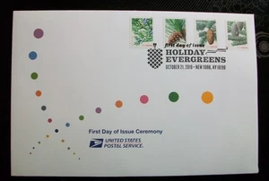 USPS PROGRAMA CEREMONIA 4478-81 Holiday Evergreens Nuevo Para Siempre  - Imagen 1 de 3