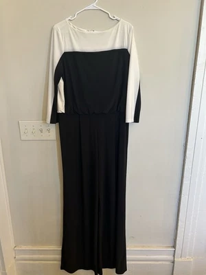 Chaps Black and White Women’s Pantsuit Wide Leg Size 16 Formal Dress Evening - Image 1 of 4