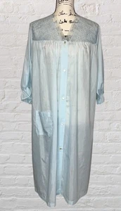 Vtg Sears Eyelet Lace Housecoat Plus 40-42 Baby Blue Nightwear Elegant Cottage - Picture 1 of 5