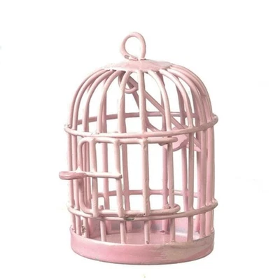 Casa Delle Bambole Rotondo Rosa Gabbia Miniatura 1:12 Scala Pet Accessorio - Immagine 1 di 4