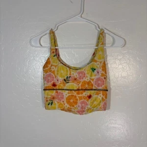 Yoga Democracy Sports Bra Womens Medium Citrus Print Orange Yellow - Picture 1 of 5