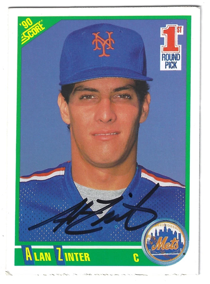 ALAN ZINTER NEW YORK METS SIGNED 1990 CARD ARIZONA DIAMONDBACKS HOUSTON ASTROS - Image 1 of 1