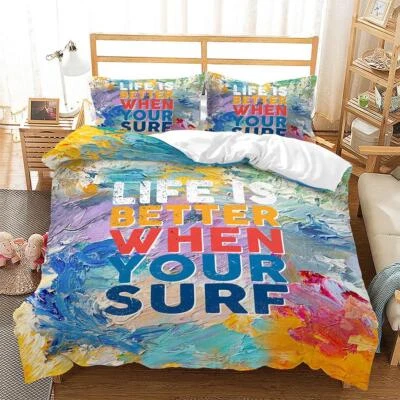 Colourful Duvet Cover Set 2/3P Rainbow Bedspread Quilt Cover Single Double Size - Image 1 of 4