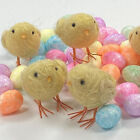 Set of Artificial Baby Chicks and Fun Colored Glitter Eggs