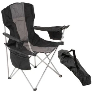 Faltstuhl Campingstuhl XL mit Armlehne Kühltasche Zeitungsfach Getränkehalter - Bild 1 von 7
