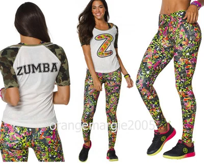 ZUMBA Nation ¡Juego de 2 piezas! Leggings largos puré + camiseta de fútbol americano del ejército camuflaje-EliteZWear Foto 1 de 4