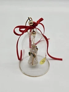 Cloche de Noël Père Noël bordure dorée arbre ornement cristal - Photo 1/4
