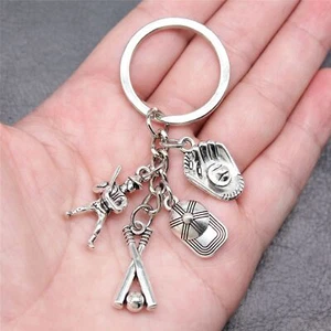 10 sets Tibetan Silver Charms Baseball Baseball Cap LUCKY Key Chains DIY X10053 - Picture 1 of 3
