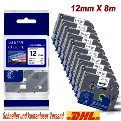 LABELW Schriftband für Brother P-Touch TZe-231 PT-H110 H107B H105 H100LB D600VP D210