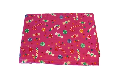 Funda de Almohada de Franela Rosa Caramelo Navidad 20" x 31" Hecha a Mano Bastón Menta Foto 1 de 4