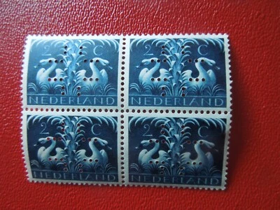 G6056 NETHERLANDS  1943  RED  CROSS     WW 2    BLOCK  OF  4  PERFINS  MNH - Image 1 of 3
