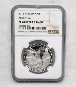 2011 Austria 20 Euro Republik Osterreich Aguntum TOP POP 3 NGC PF70 Silver Coin - Picture 1 of 5