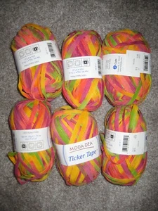 Moda-Dea Ticker Tape Yarn 6 Skeins Color # 9815 Tropical 1.76 Oz 335 Yds Total - Picture 1 of 1
