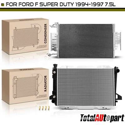 Nuevo kit de refrigeración de radiador y condensador de CA para Ford F Super Duty 1994-1997 V8 7,5 L Foto 1 de 4