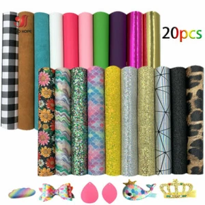 20pcs Bundle Suede Daisy PLAID Glitter PU Leatherette Fabric DIY Bow Earring A5 - Picture 1 of 7